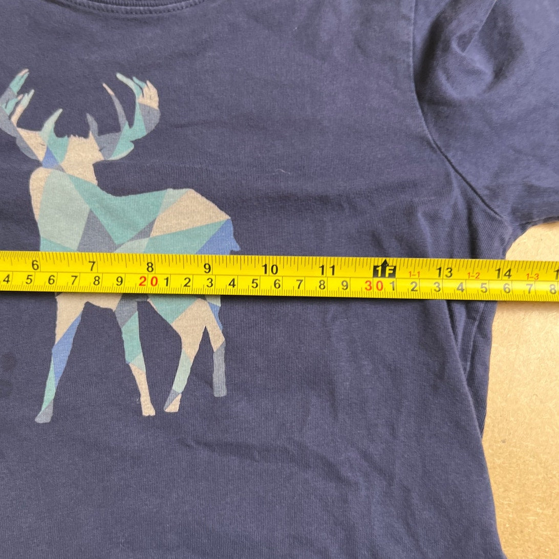Hanna Andersson Blue Stripped Long Sleeve Deer Graphic Boy Size 110
