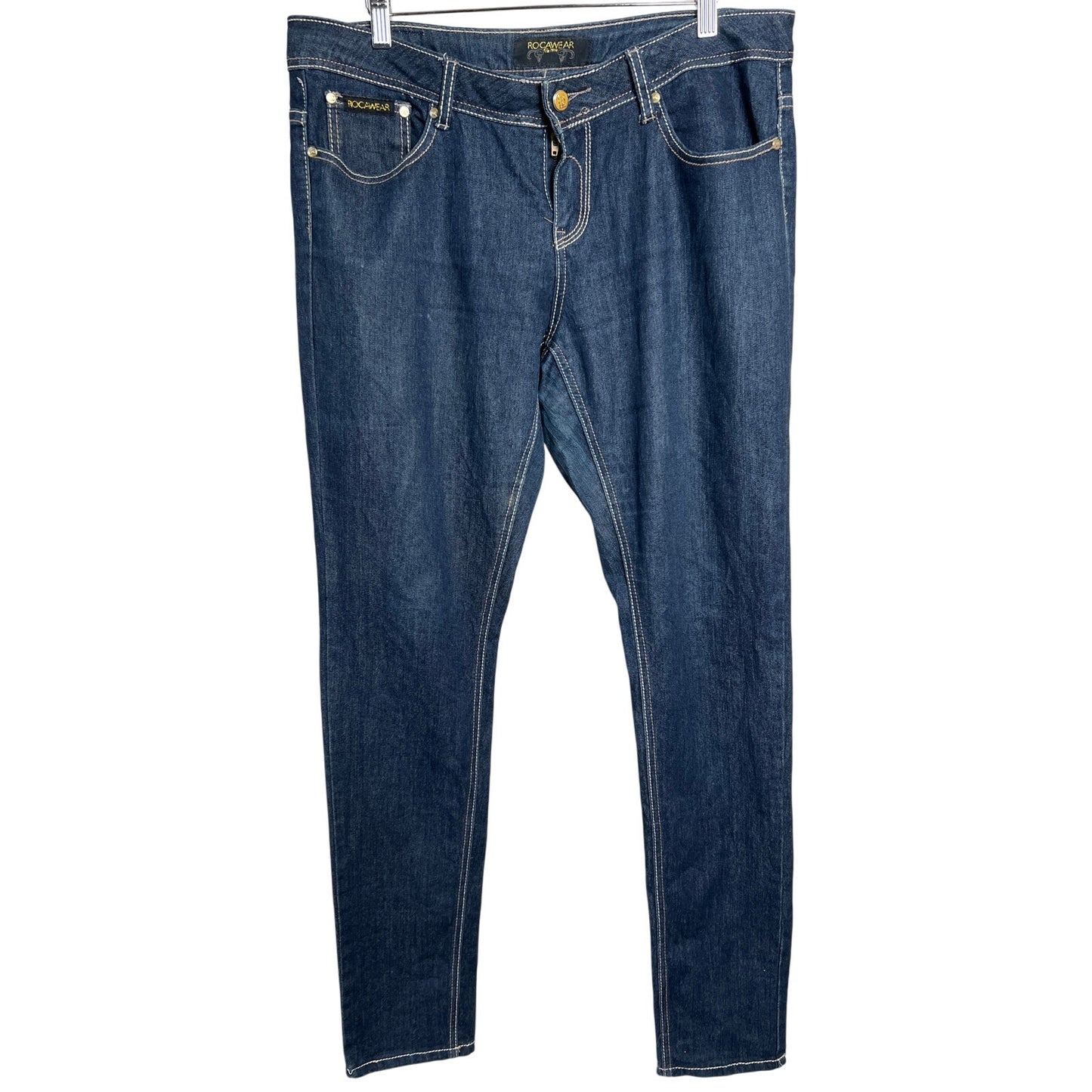 Rocawear Size 15 *Broken Zipper* Women's Solid Dark Wash Blue Jeans