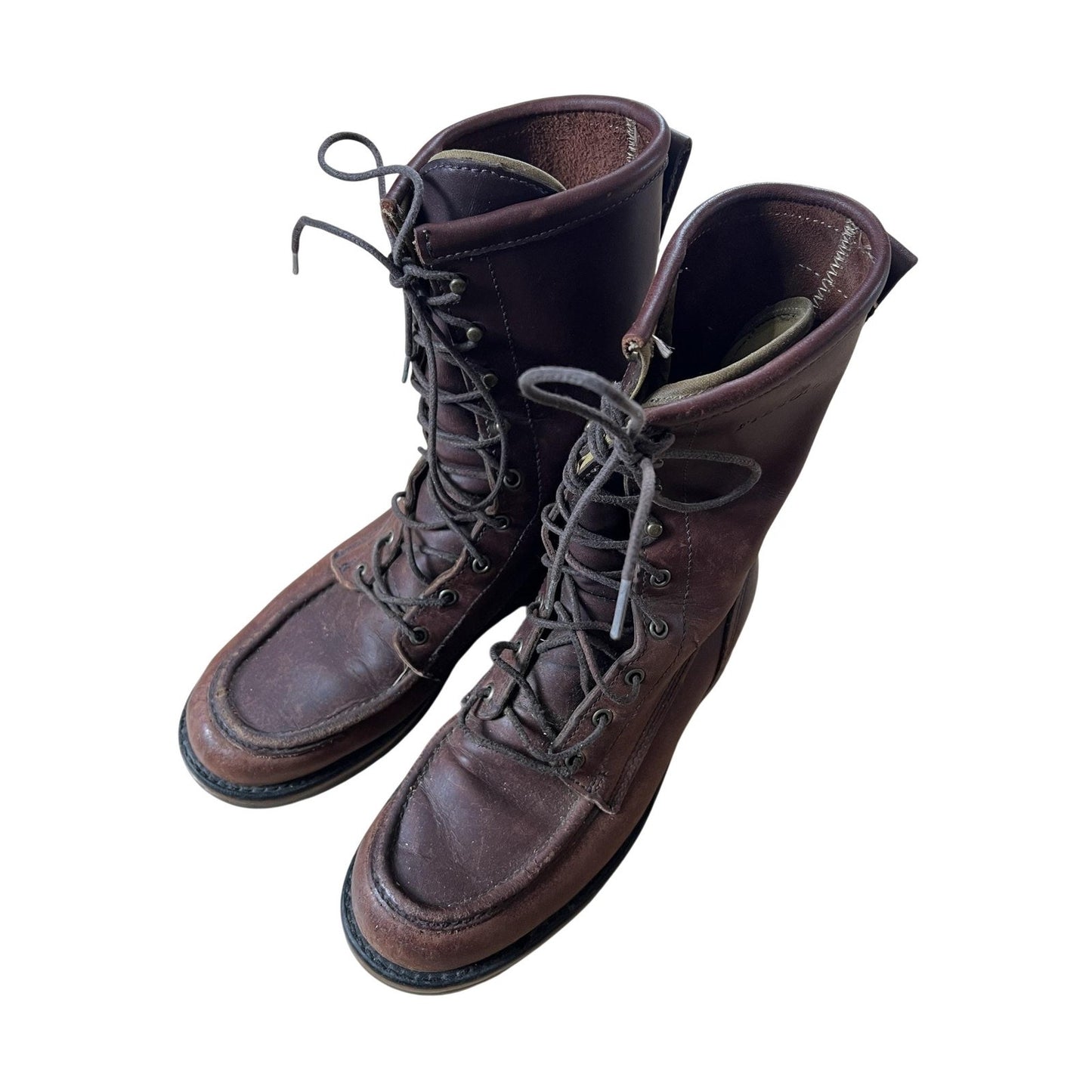 Combat Boots Mens Size 9 Brown Leather Lace Up Mid Calf Workwear Lined