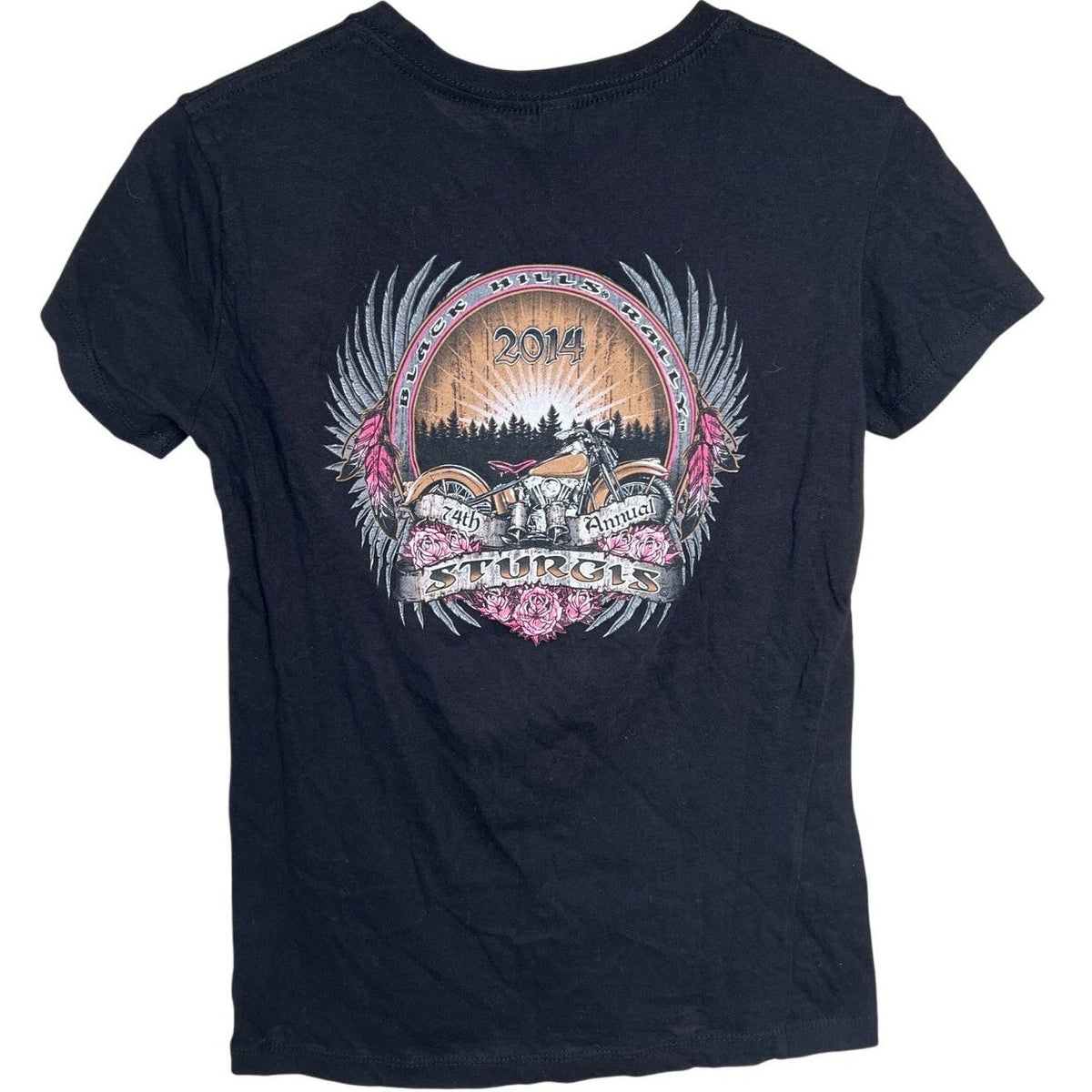 2014 Sturgis Black Hill Rally Black T-shirt 74th Annual Size Large