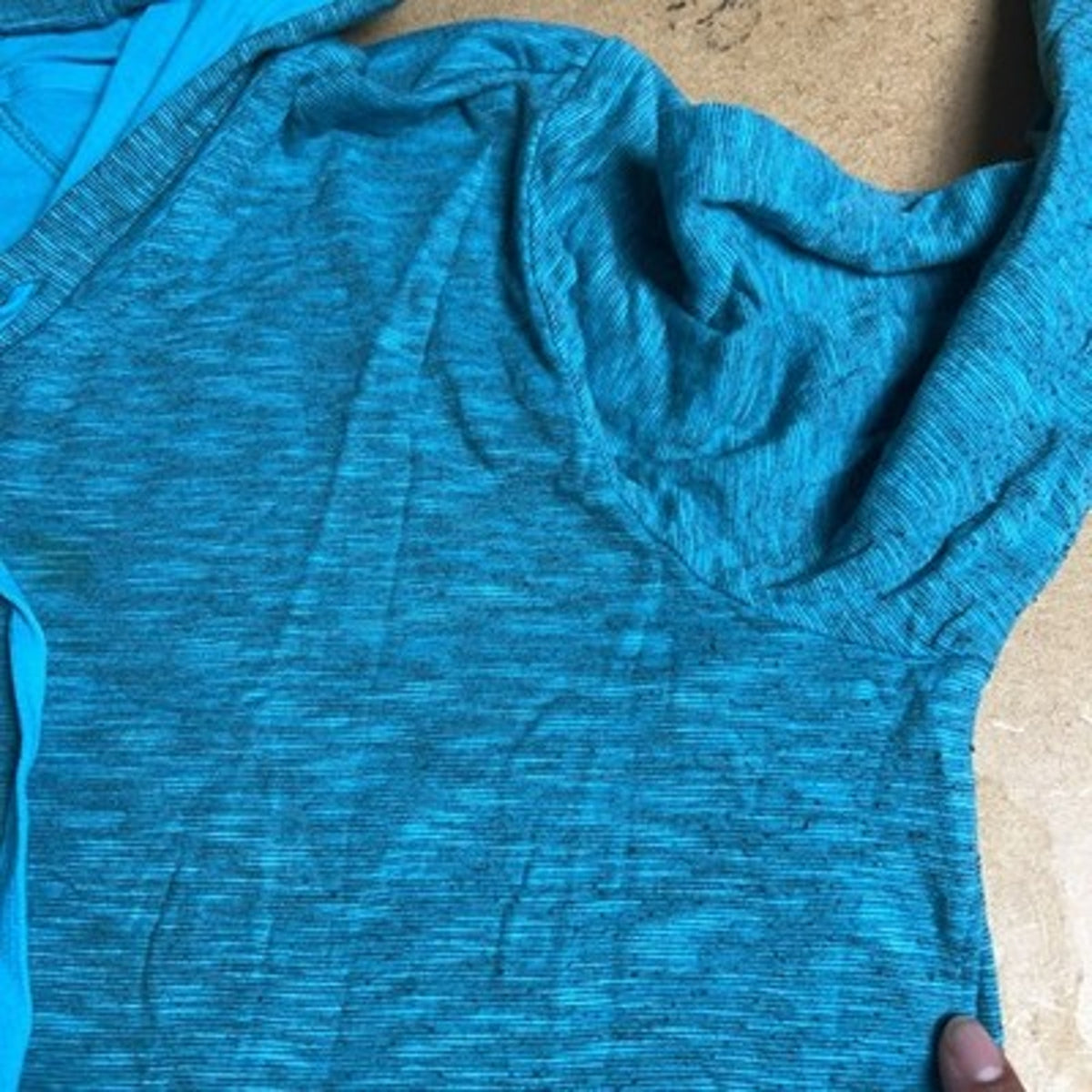 Lucy Sweater Womens XL Blue Hooded Full Zip Striped Lightweight Pockets