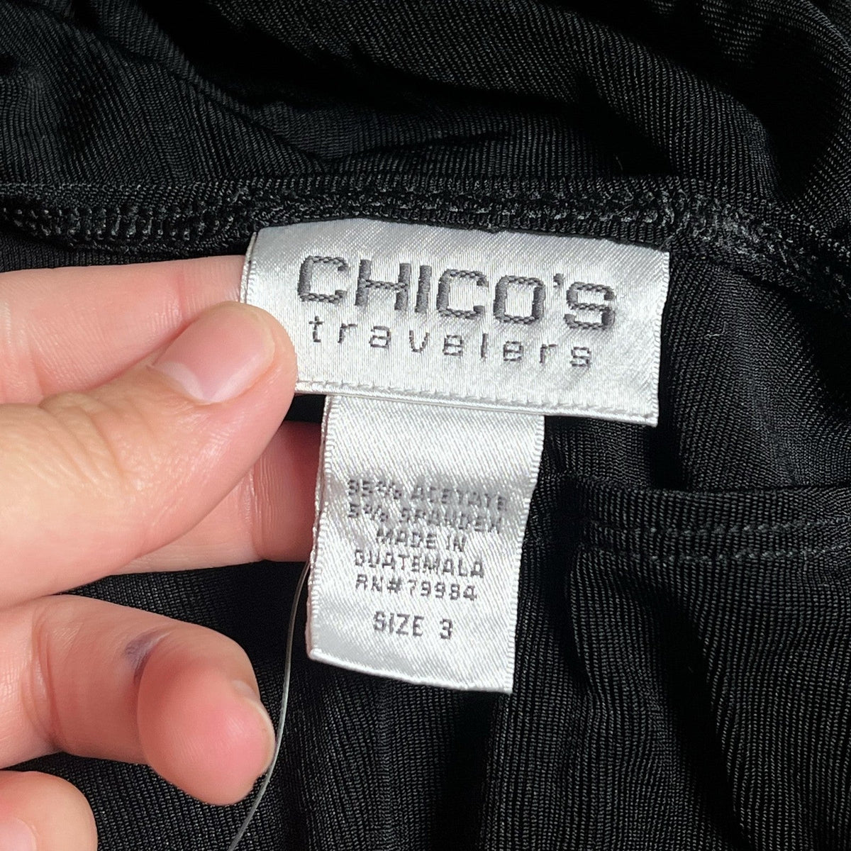 Chico's Travelers Tank Womens 3 Black Knit Scoop Neck Stretch Casual Lightweight