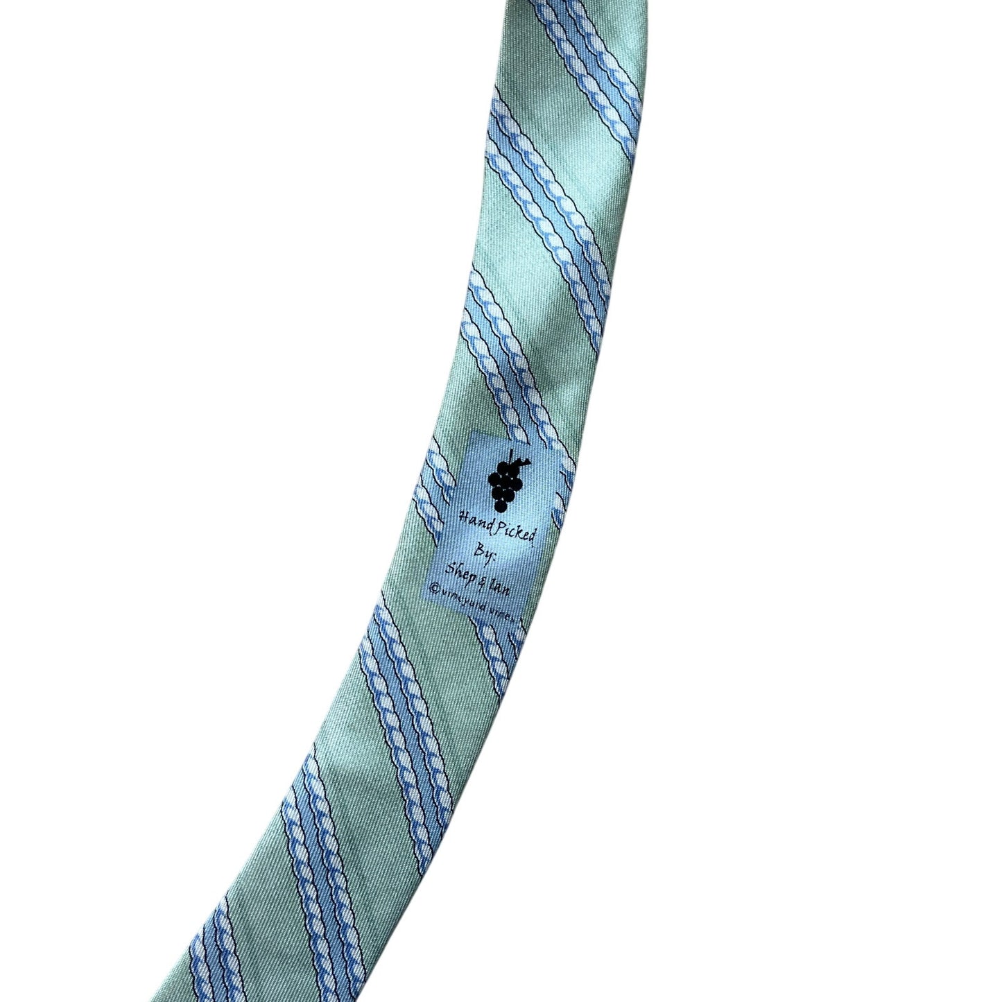 Vineyard Vines Men Green/Blue Striped Tie 100% Silk
