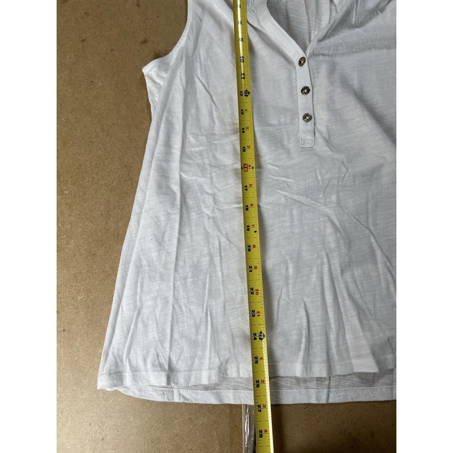 Lilly Pulitzer Tank Womens L White Henley Button 100% Cotton Jersey Lightweight