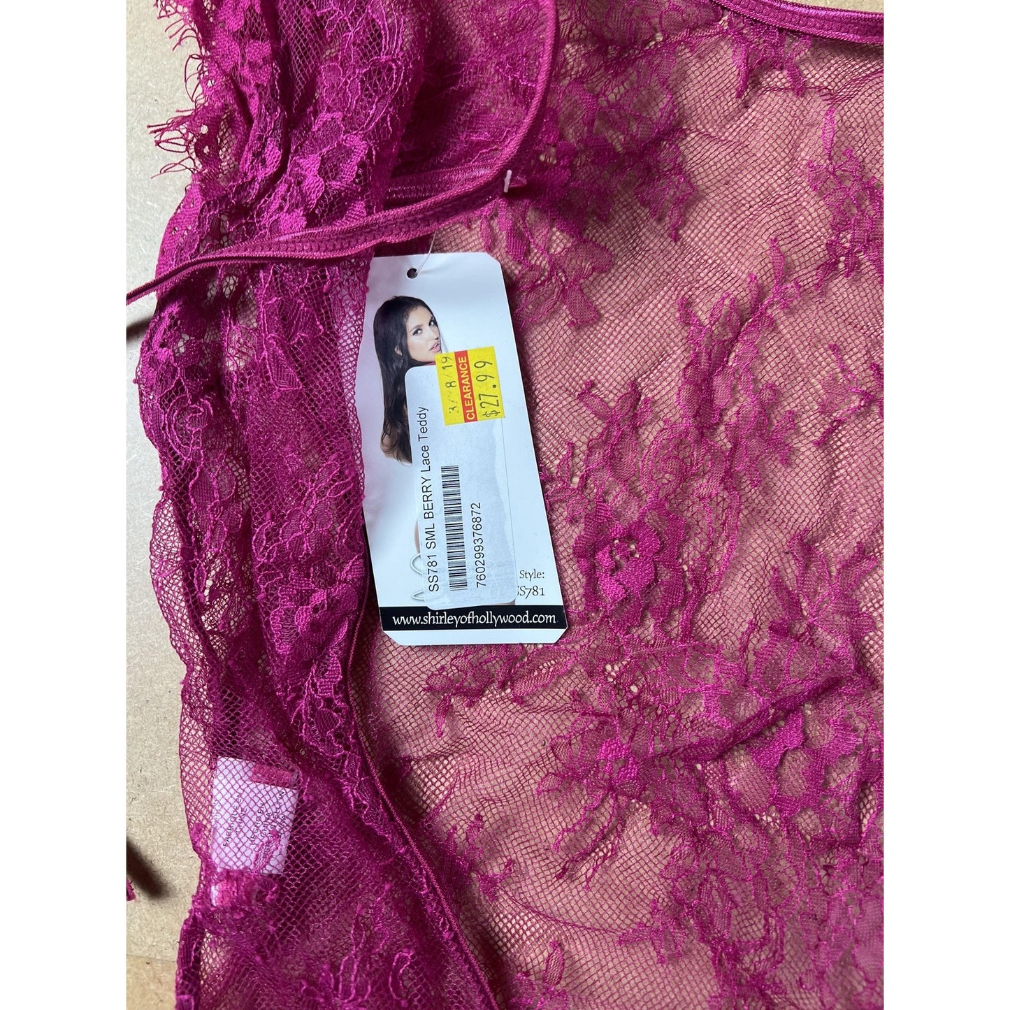 Shirley Of Hollywood Teddy Womens S Pink Lace Sheer One Piece Cap Sleeve Thong
