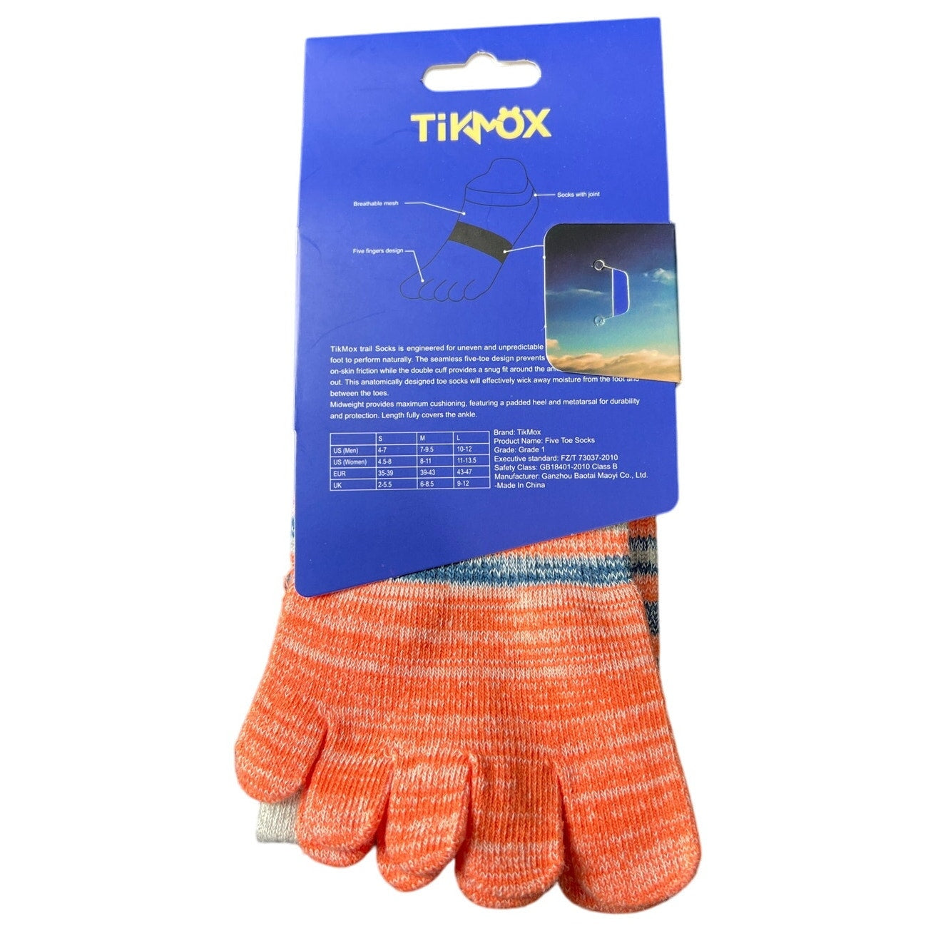 Tikmox NWT Athletic Toe Orange Women Socks