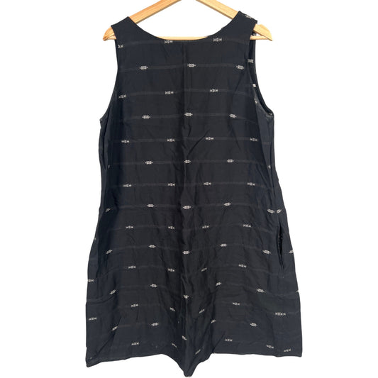 Eileen Fisher Large Cotton Black Shift Dress Classo Aztec Dress