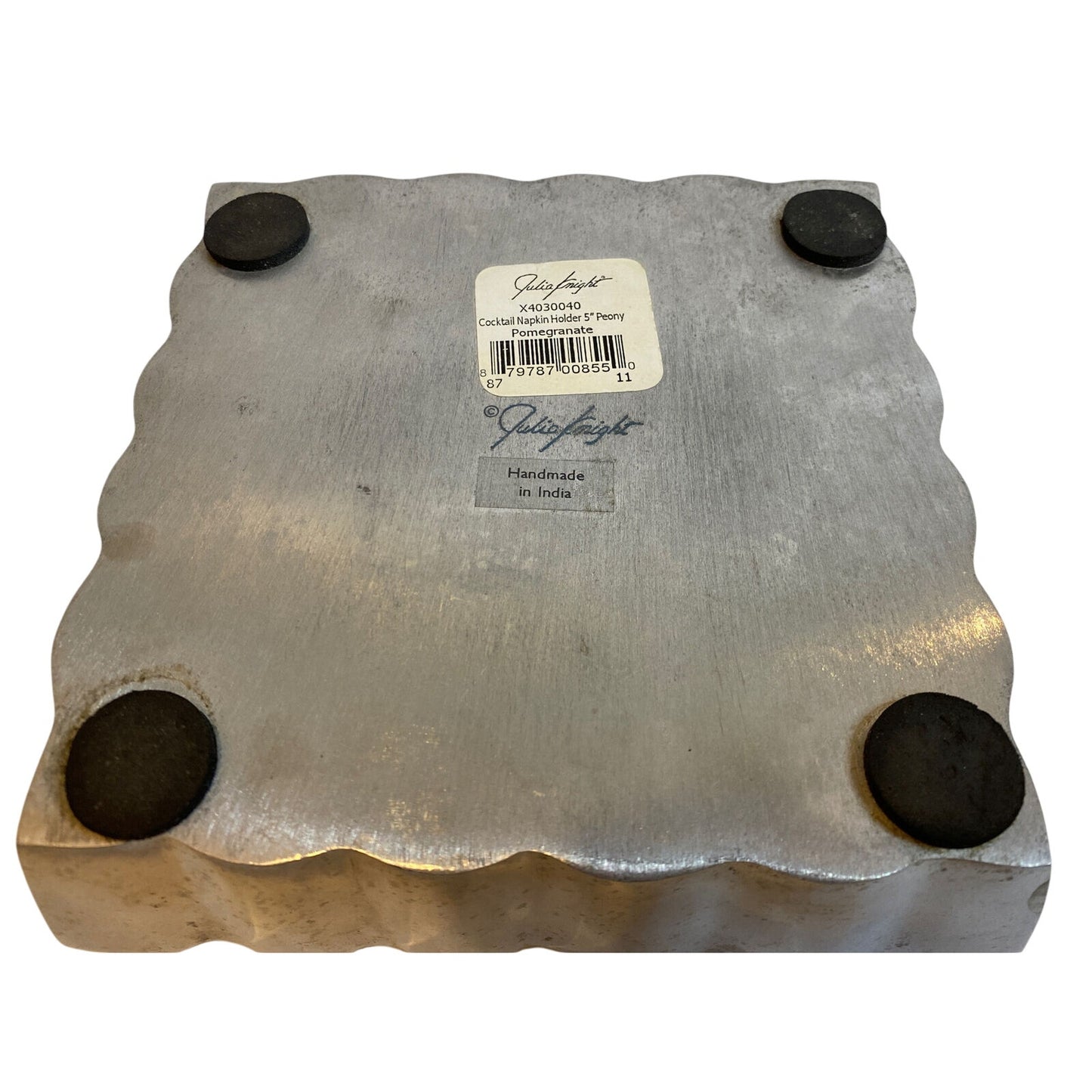 Julia Knight 5” Cocktail Napkin Holder Peony Pomegranate Dish Square 6”x6” - EUC