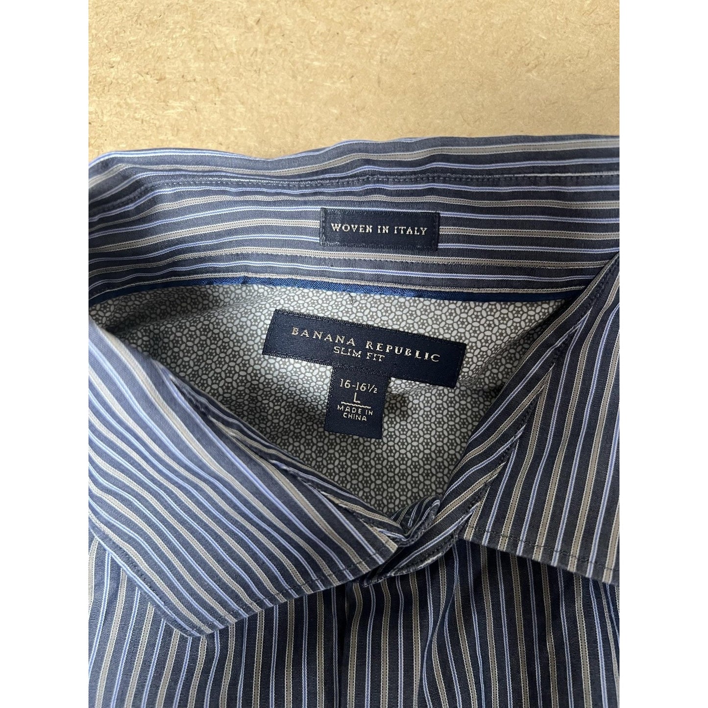 Banana Republic Shirt Mens L Blue Striped Long Sleeve Button Up Woven Slim Fit