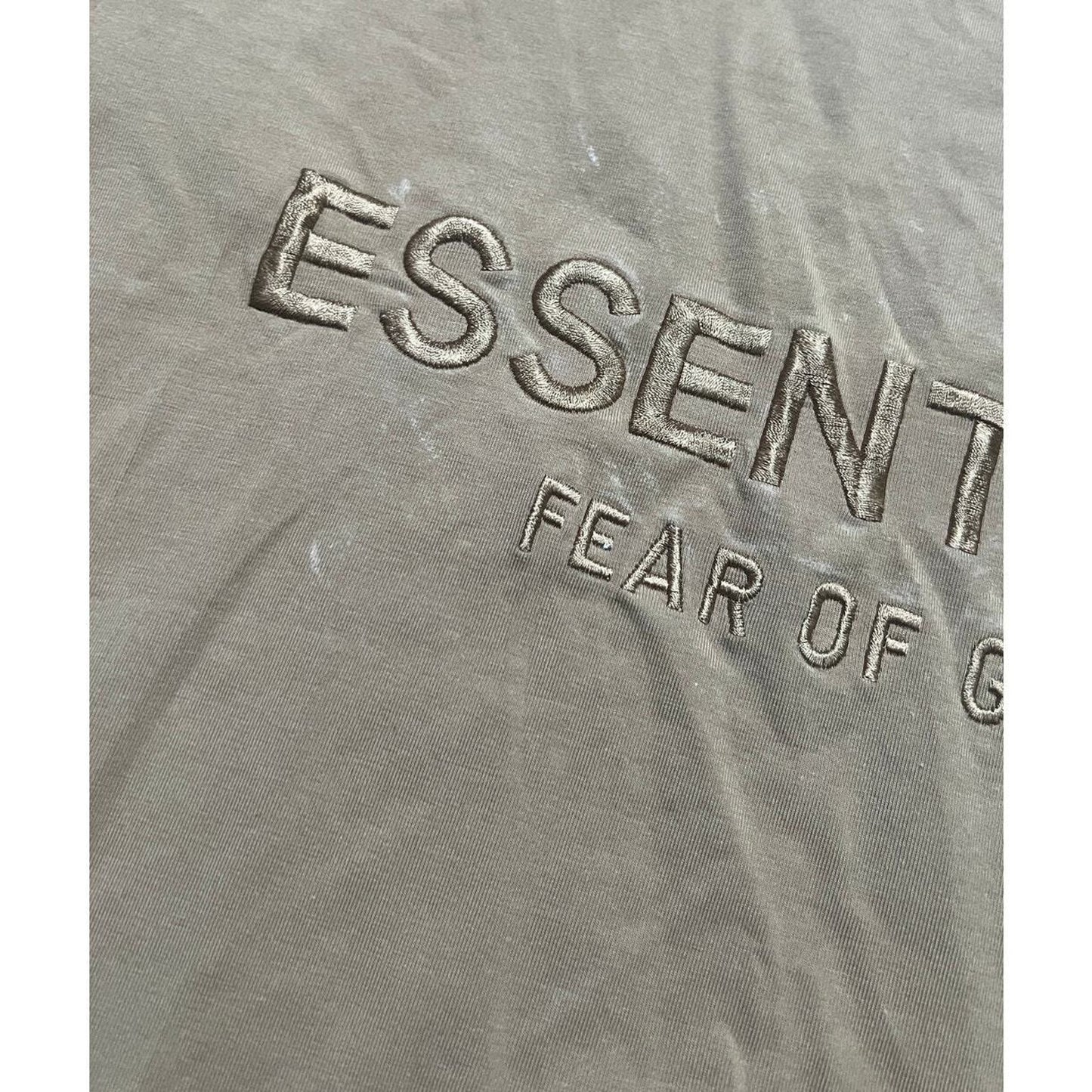 Essentials Inspired Fear of God FOG Tan Text T Medium Shirt *Minor Stains*