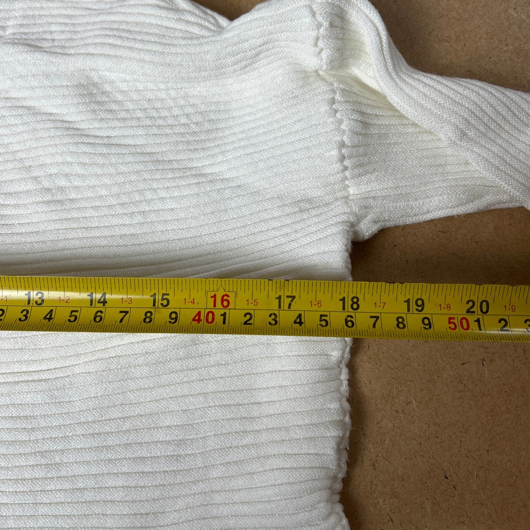 White Pleated Turtle Neck Long Sleeve Size Small