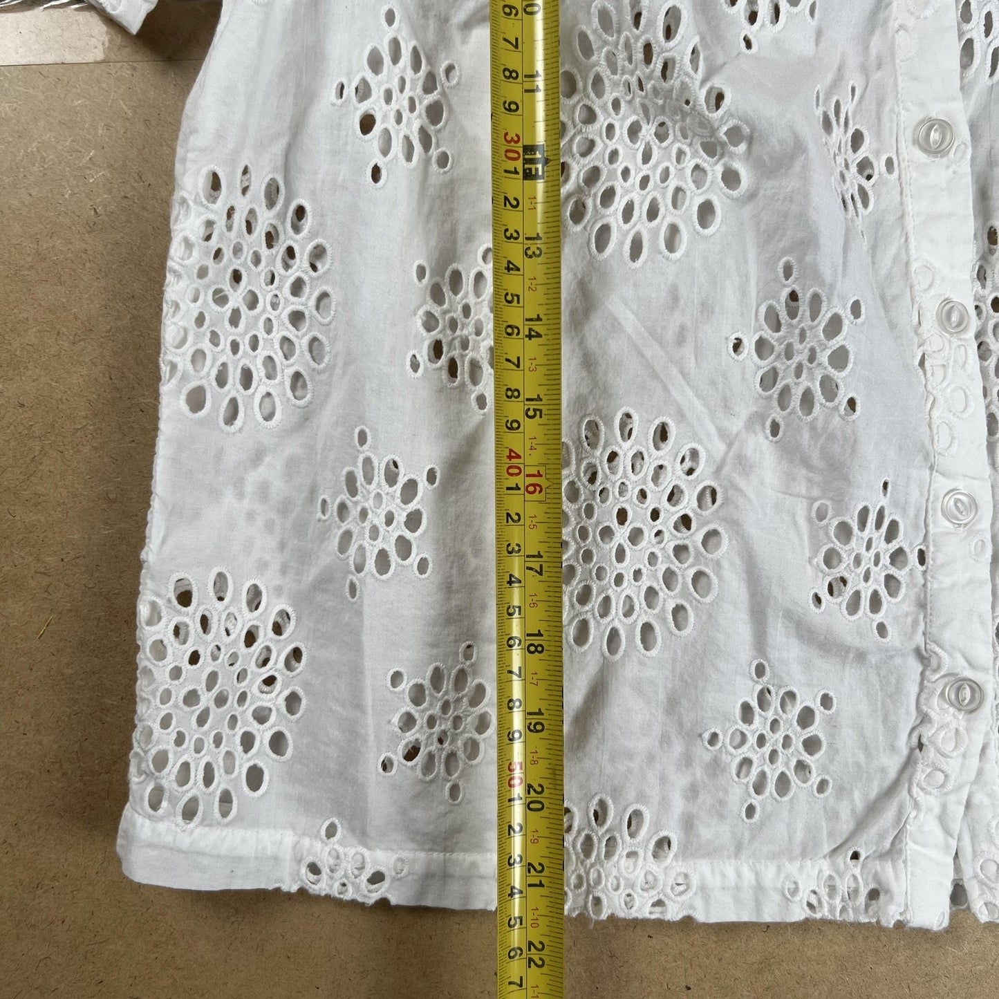 Michael Stars Button Down Womens S White Eyelet Short Sleeve Collared Cotton