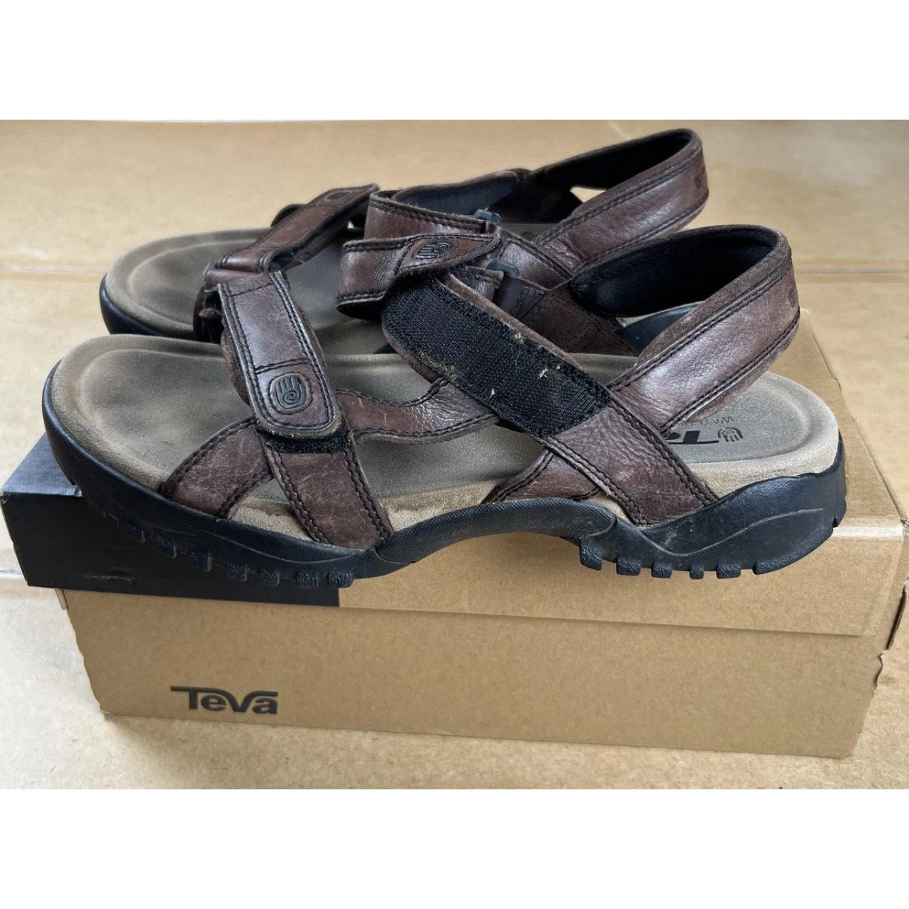 Teva Terra FI 5 Universal Sandals Mens US 12 Brown Leather Outdoor Shoes