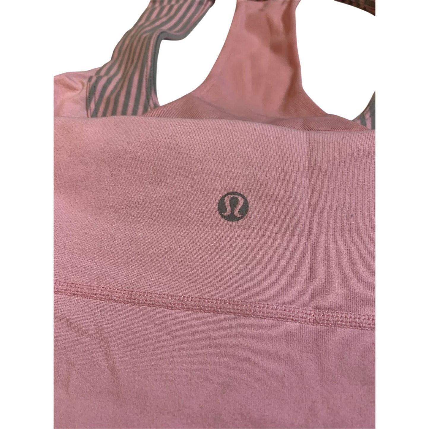 lululemon racerback light pink and striped athletic tank top Size 6