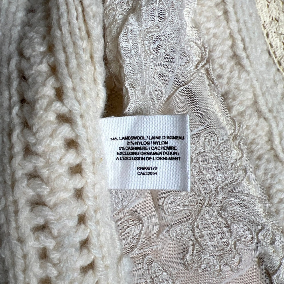 Guinevere by Anthropologie Knitted and Lace Cream Vintage Inspired Sweater Size S