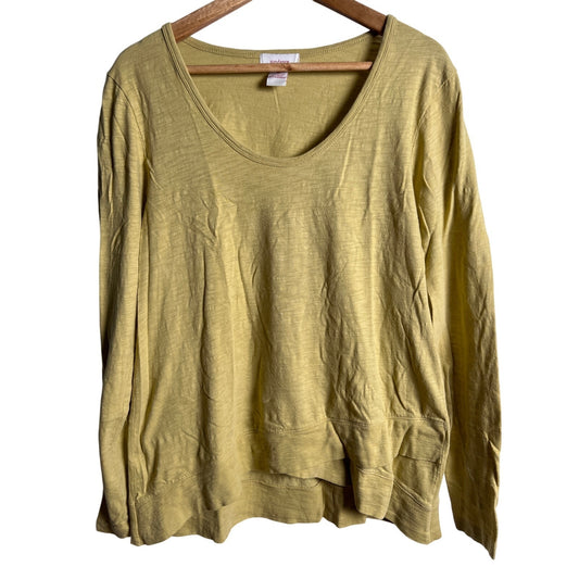 Sundance Women's Medium Top Tunic Tee Cross Hem mustard yellow Long Sleeve