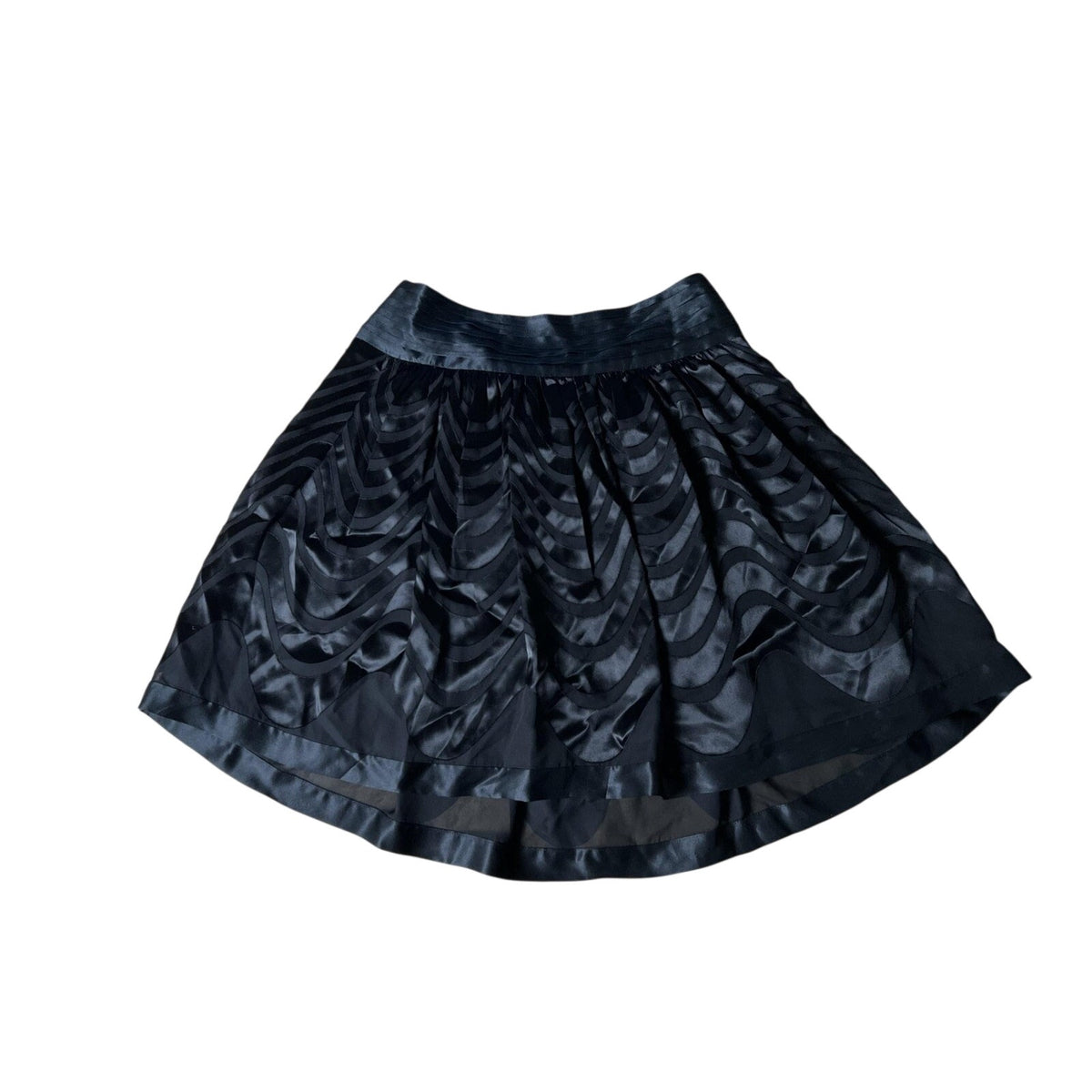 BCBGMAXAZRIA Skirt Womens 4 Black Skater Satin Pleated Lined Zip Party