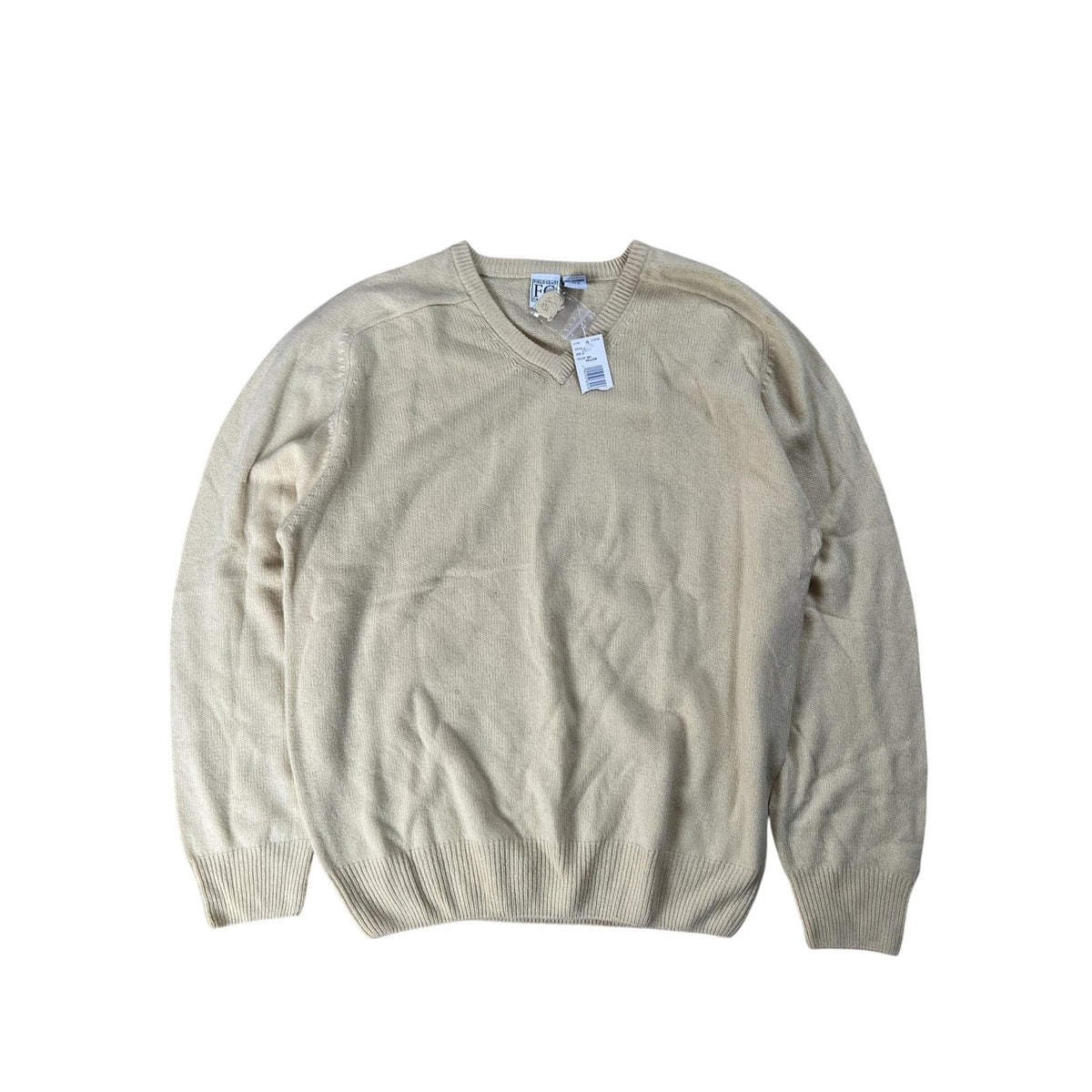 Field Gear Sweater Mens L Yellow V-Neck Cashmere Pullover Lightweight Logo