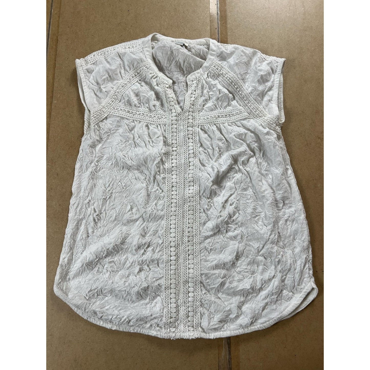 Sundance Tunic Womens XS White Crochet Cap Sleeve Round Neck Lightweight Boho