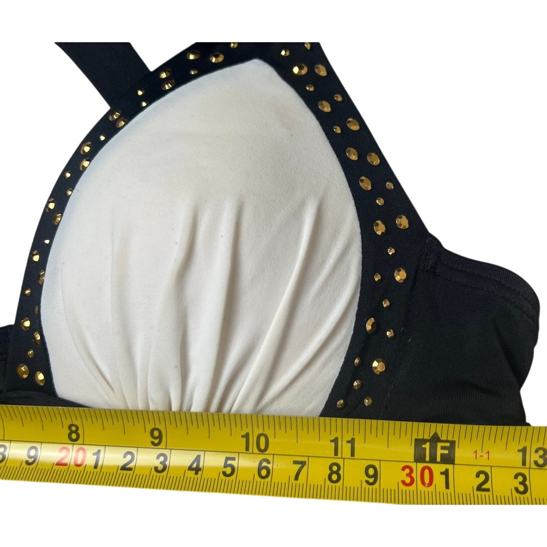 Victoria's Secret Halter Bikini Top White & Black Trim Gold Size Small S