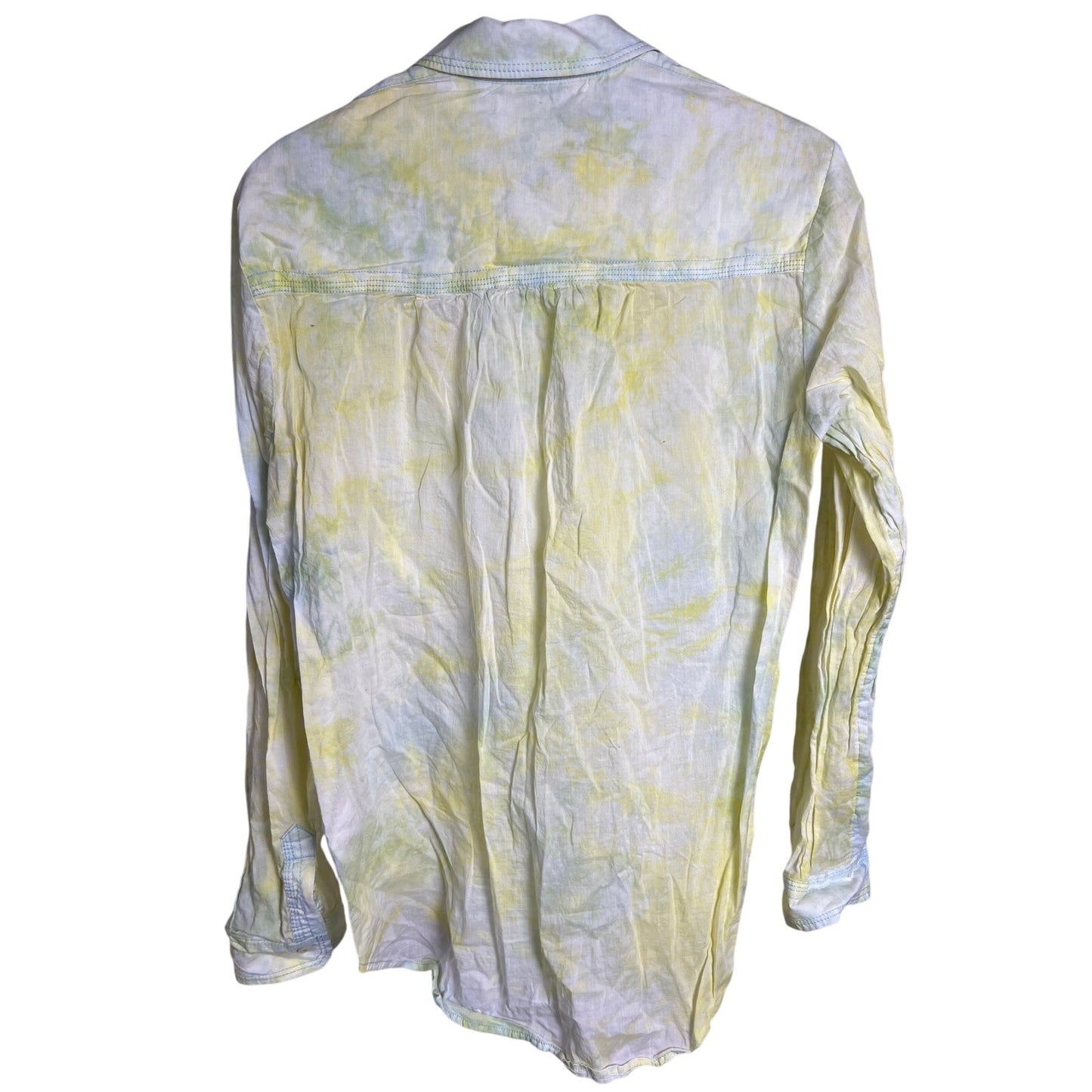 Anthropologie Pilcro Yellow Tie Dye Button Up Marbled Cate Button Down L