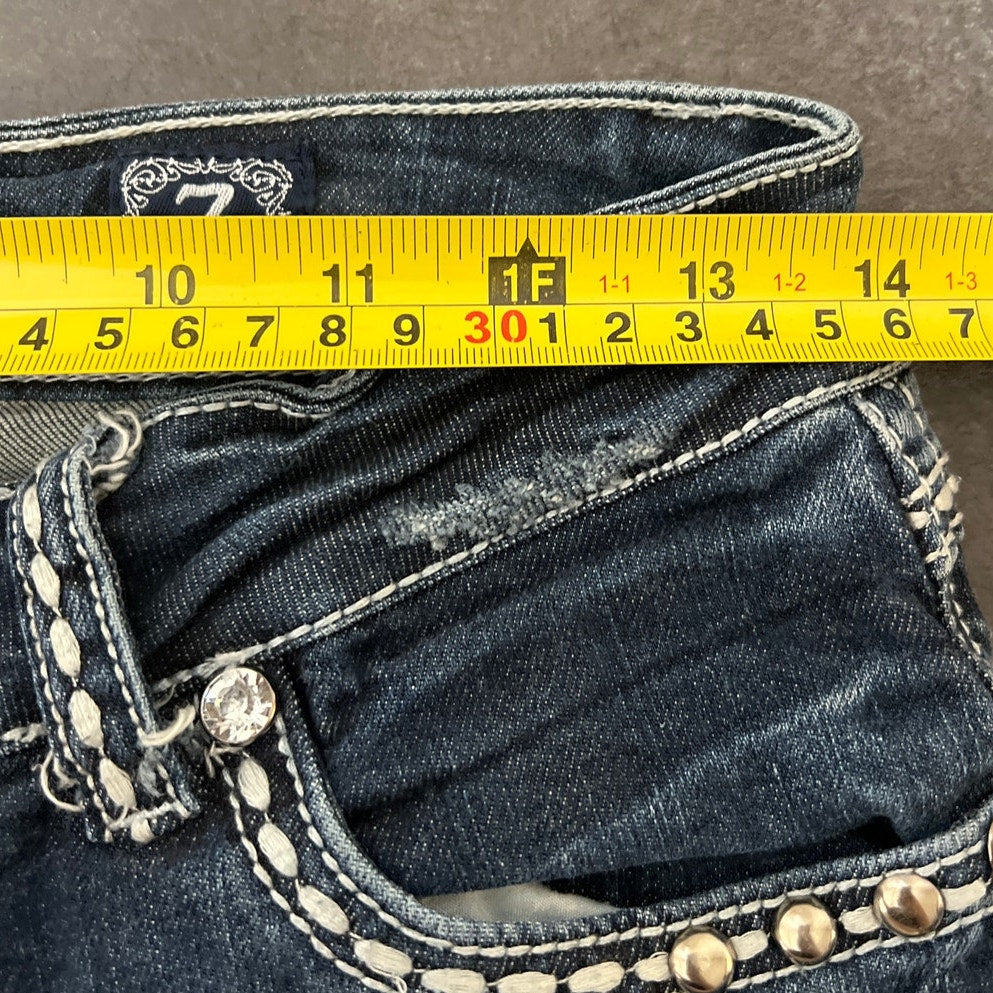 L.A. Idol USA Embellished Large Stitch Jeans Size 7 Women's