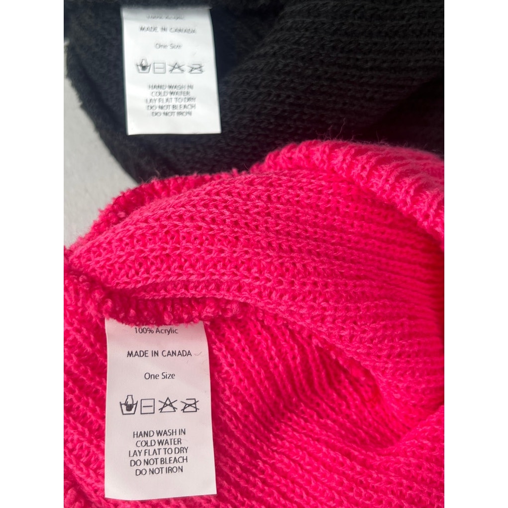 Athleta Onesize Acrylic Pink & Black NWT Double Beanies