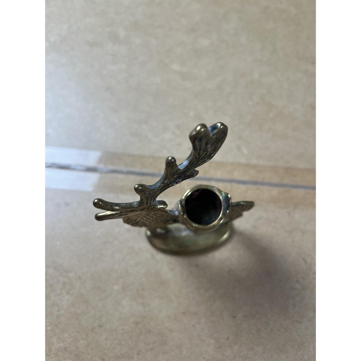 Brass Deer Reindeer Taper Candlestick Holder Small Gold Polished Metal Decor
