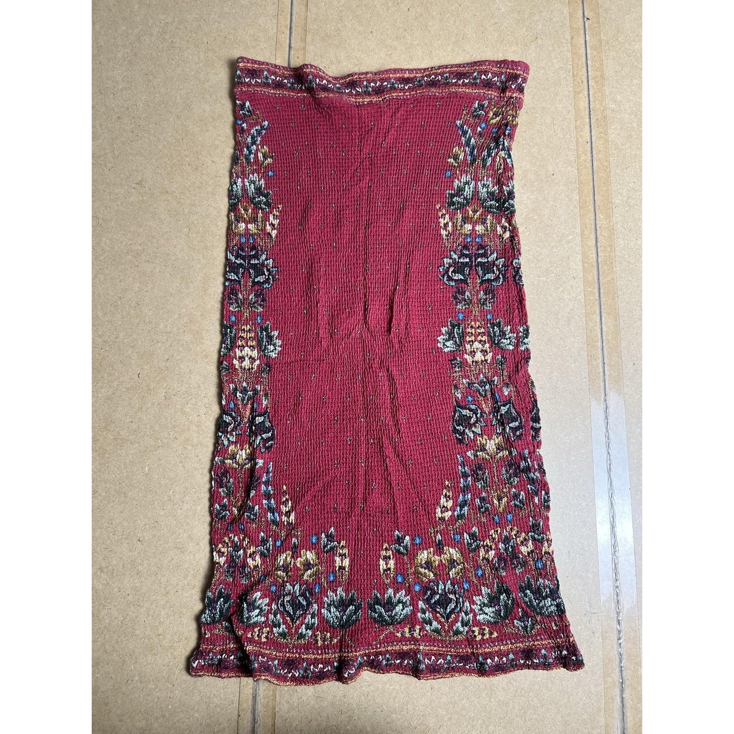 FARM For Anthropologie Tank Womens L Red Cropped Floral Off Shoulder Ruffle