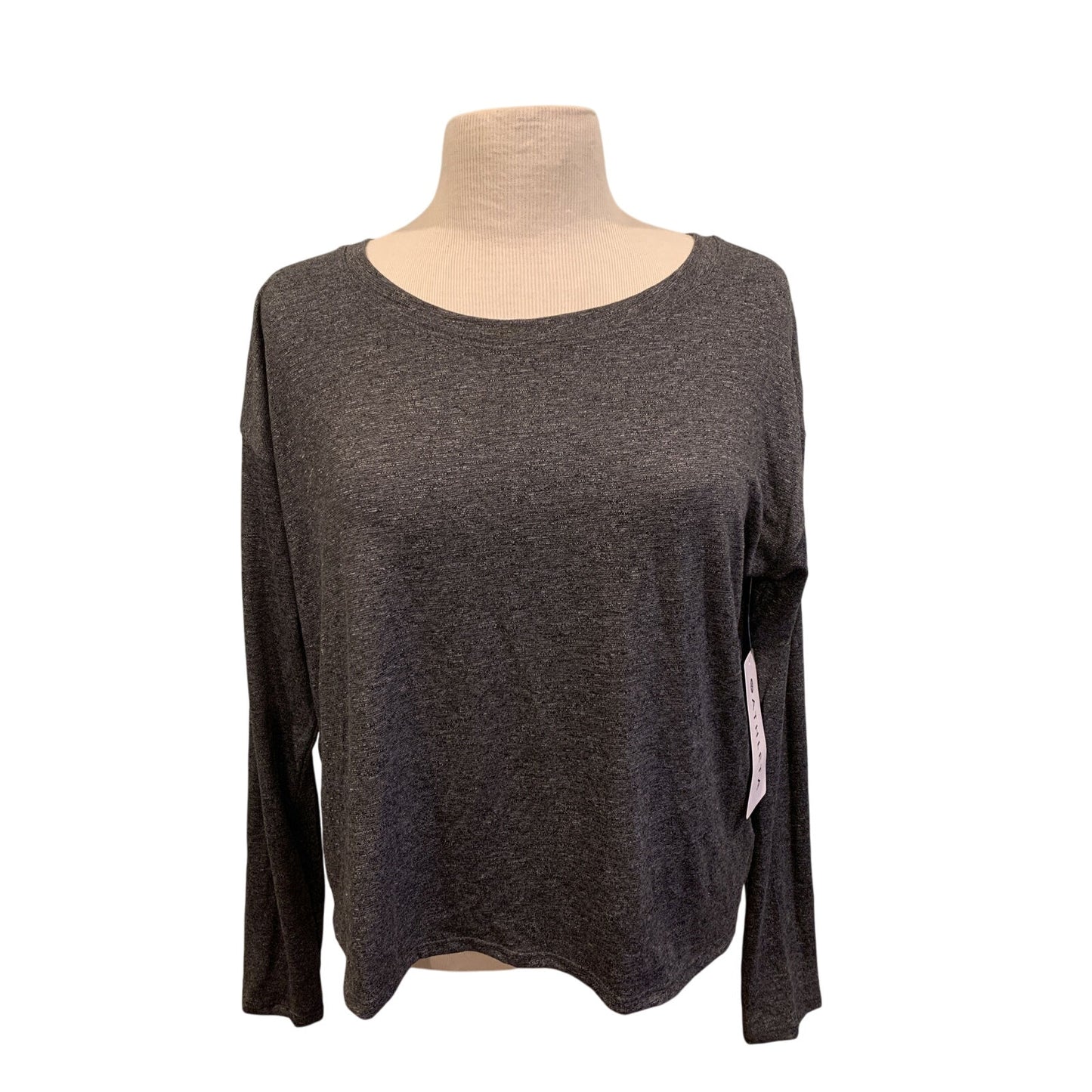 Athleta Twist Back Long Sleeve Open Back Gray Shirt Top Size Medium - NWT