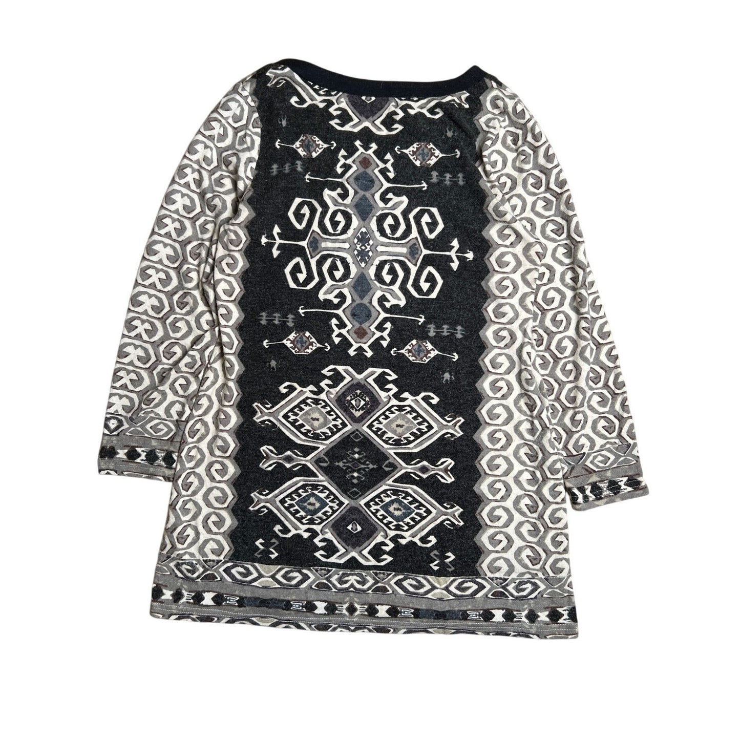 Aryeh Anthropologie Knit XL Dress Black Gray Bell Sleeves