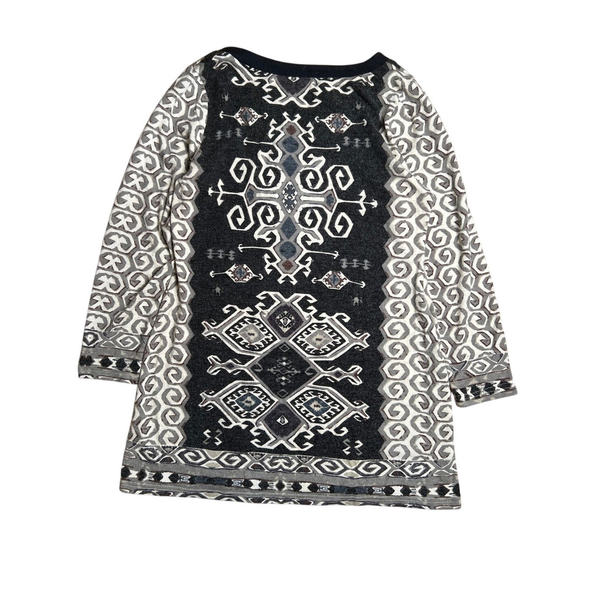 Aryeh Anthropologie Knit XL Dress Black Gray Bell Sleeves