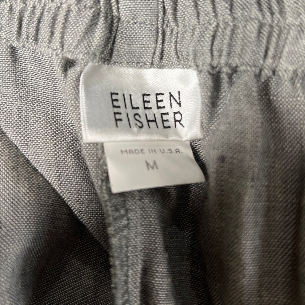 Eileen Fisher Made In USA Size Medium Rayon/Linen Gray Wide Leg