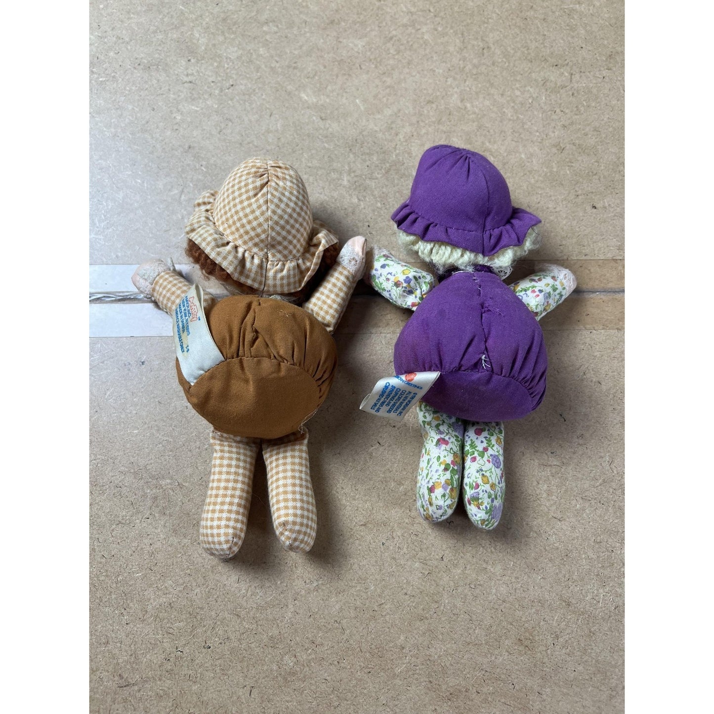 Morgan Peanut Butter & Jelly Plush Doll Pair Small Brown Purple Made In Taiwan