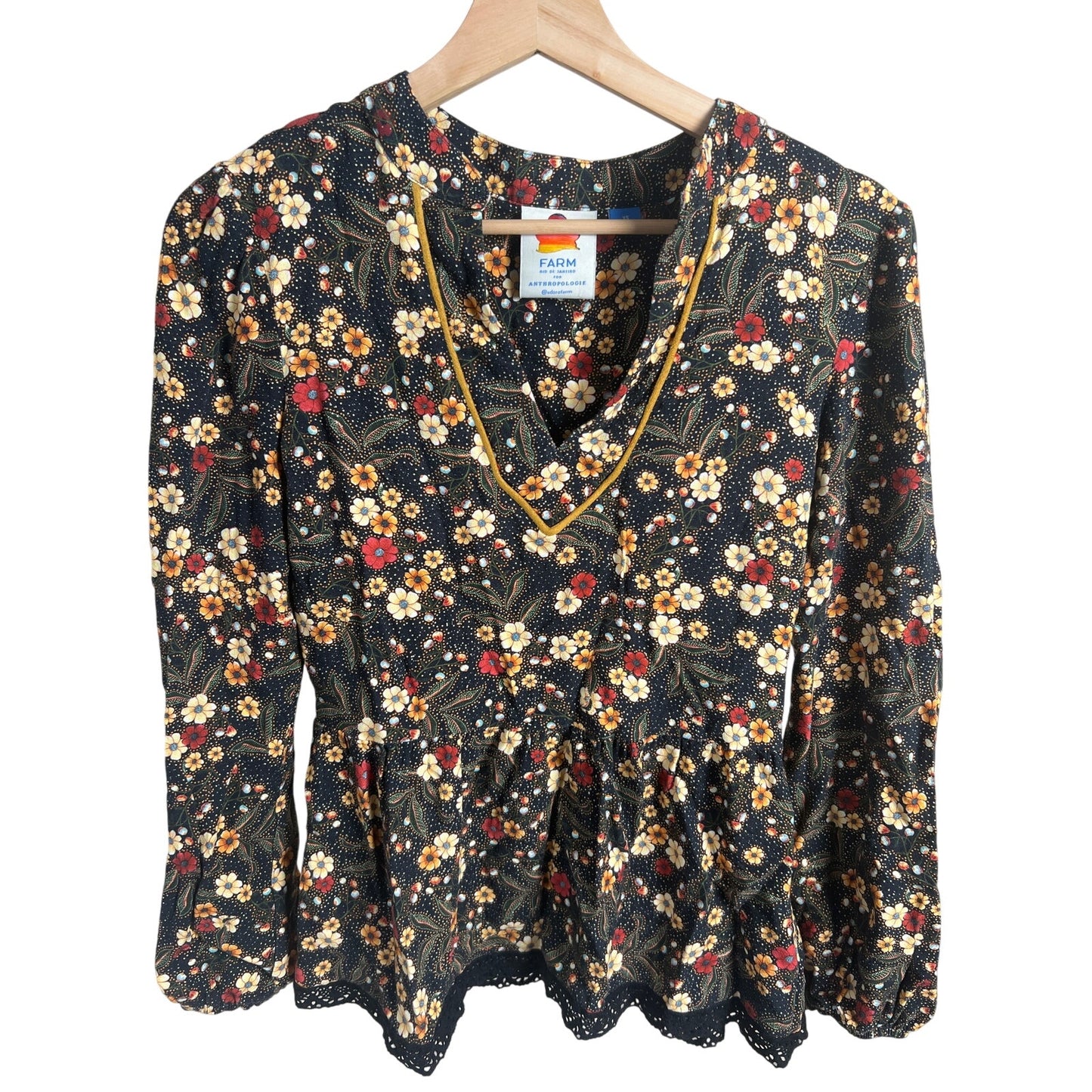 Farm Rio De janeiro For Antrhopologie XS Floral Long Sleeve Blouse Sayen
