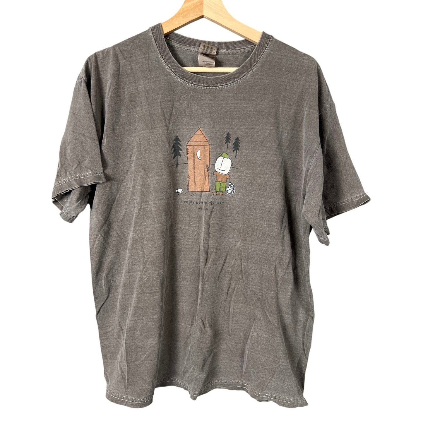 Funny Gildan I Enjoy Beer In A Can Brown Unisex Shirt Size Medium