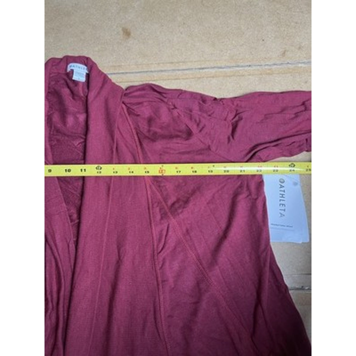 Athleta Sweater Womens L Red Wrap Lightweight Open Stretch Modal Raglan Collared