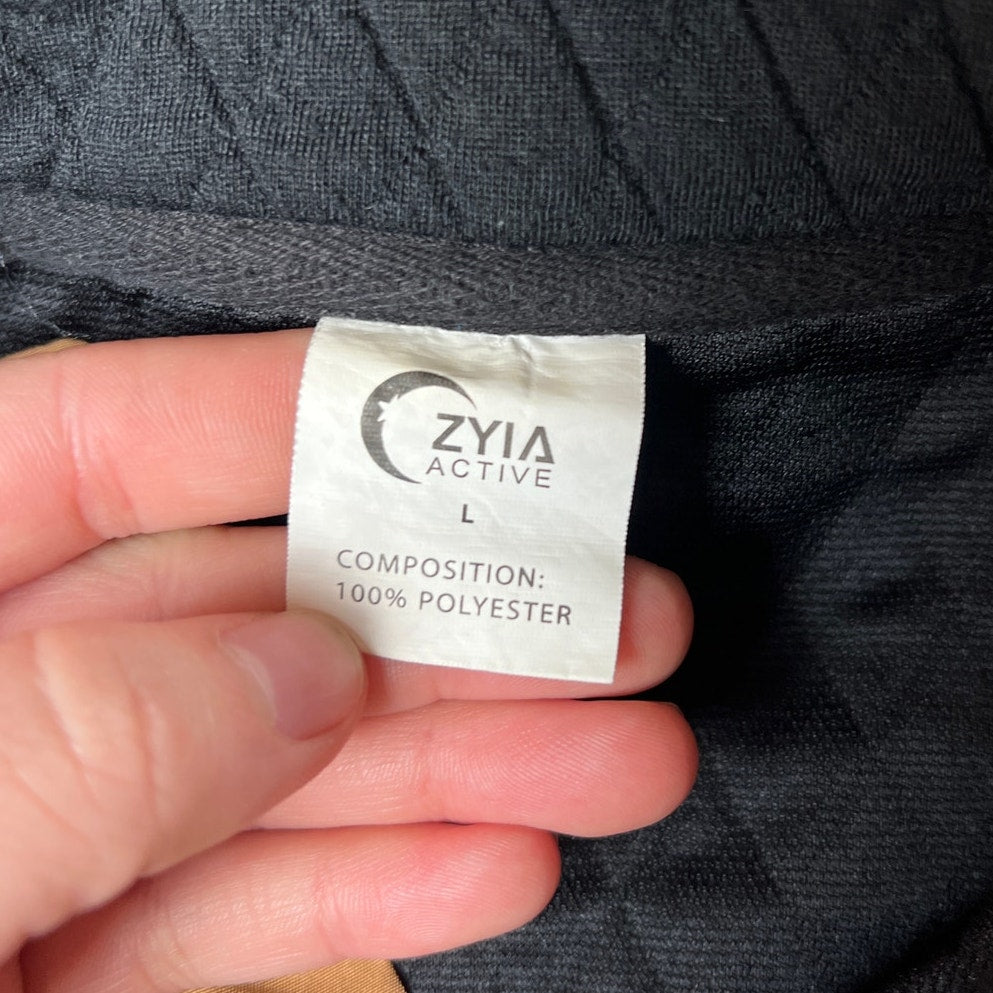 Zyia Quilted Snap Pocket Sweatshirt Womens Large Black Pullover