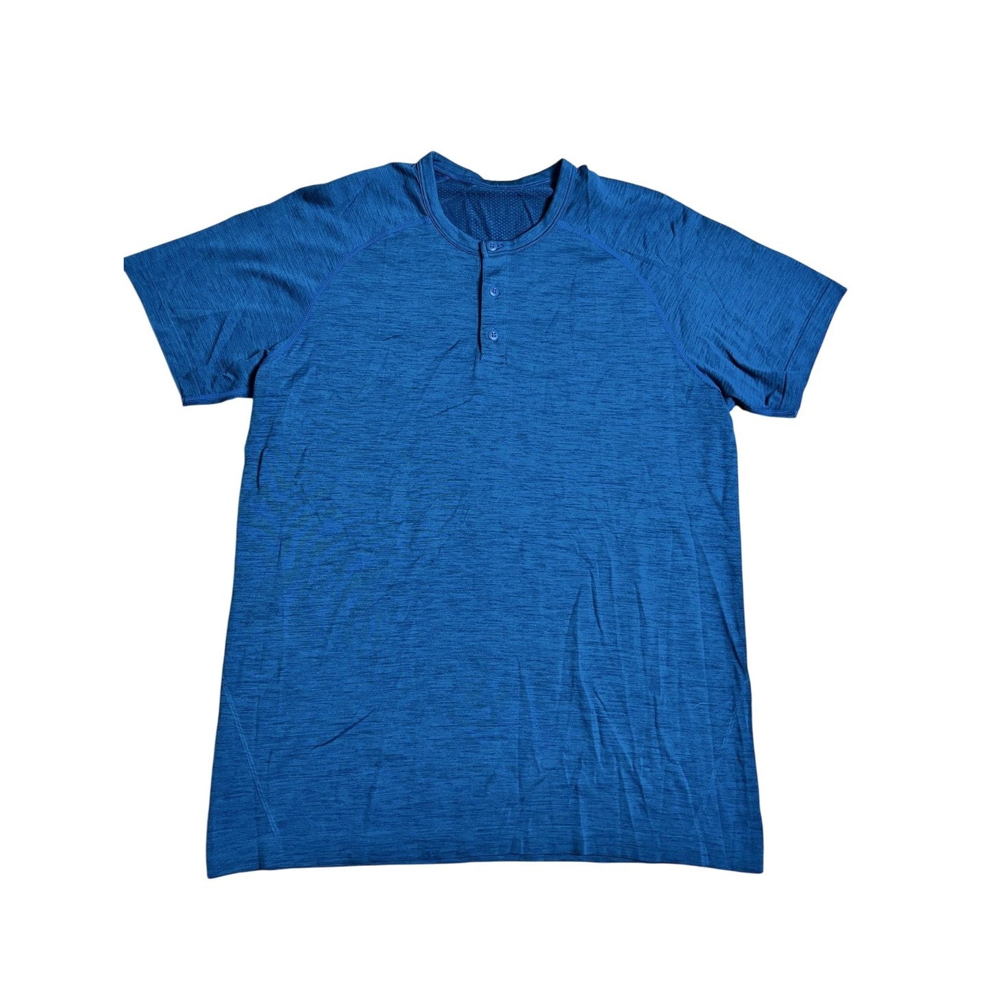 Lululemon Shirt Mens L Blue Henley Short Sleeve Lightweight Activewear