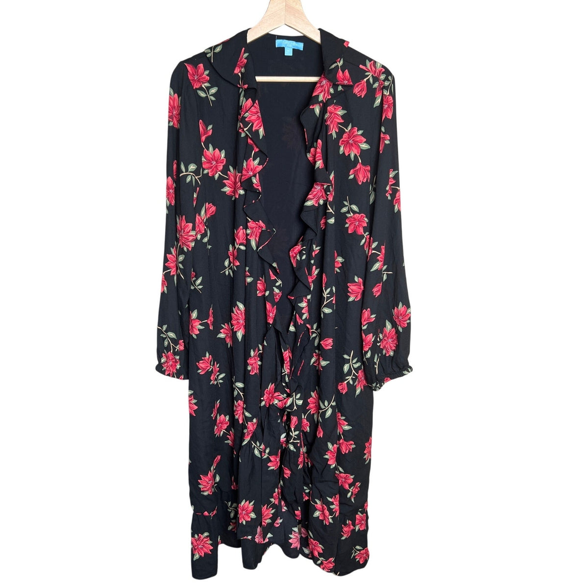 Draper James RSVP XL Polyester Long Sleeve Ruffle Midi Dress