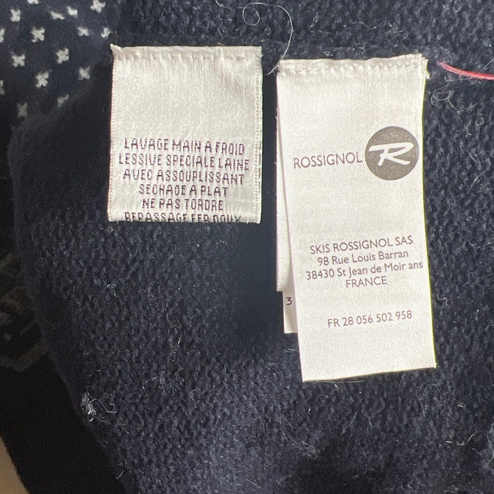 Rossignol Size Large Quarter Zip Blue Pullover Laine Blend Knit Mens