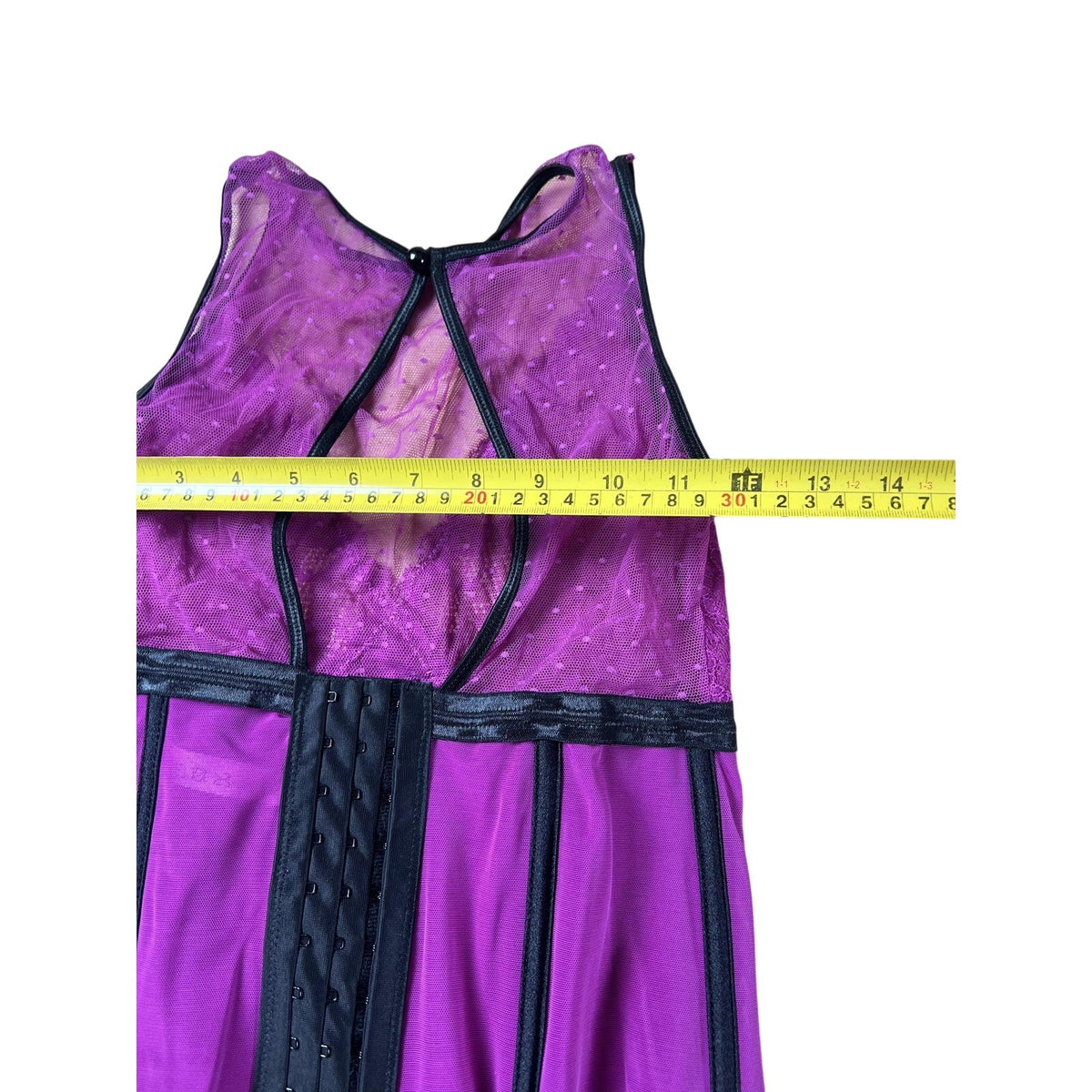 Coquette Garter Slip Womens M/M Purple Lace Mesh Hook & Eye Boned Waist 4092