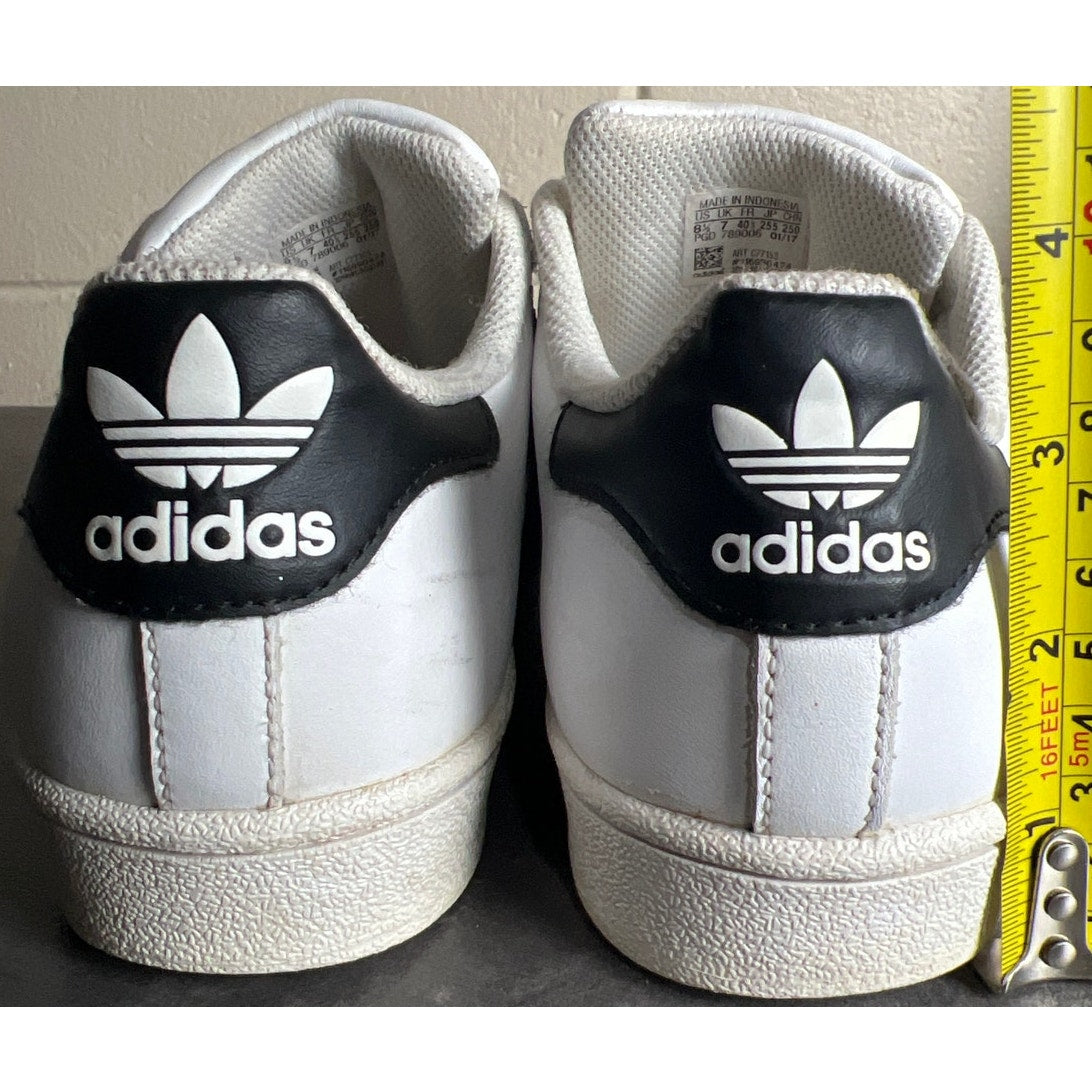 Adidas Superstars Laceless White Black Sneakers Size 8.5