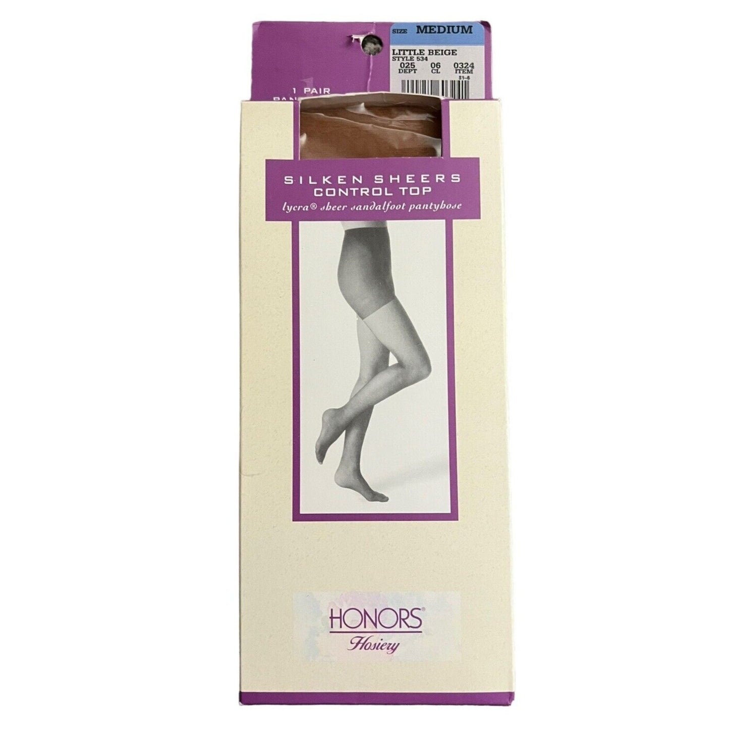 Vintage NEW 1990s Honors Light Beige Sheer Support Light Nylon Pantyhose Medium