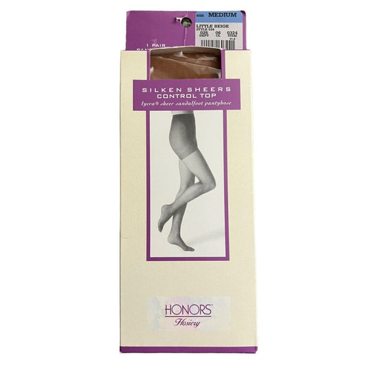 Vintage NEW 1990s Honors Light Beige Sheer Support Light Nylon Pantyhose Medium