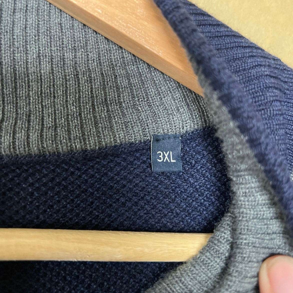 Teodor 3XL Merino Wool Quarter Zip Blue Men’s Pullover Sweater