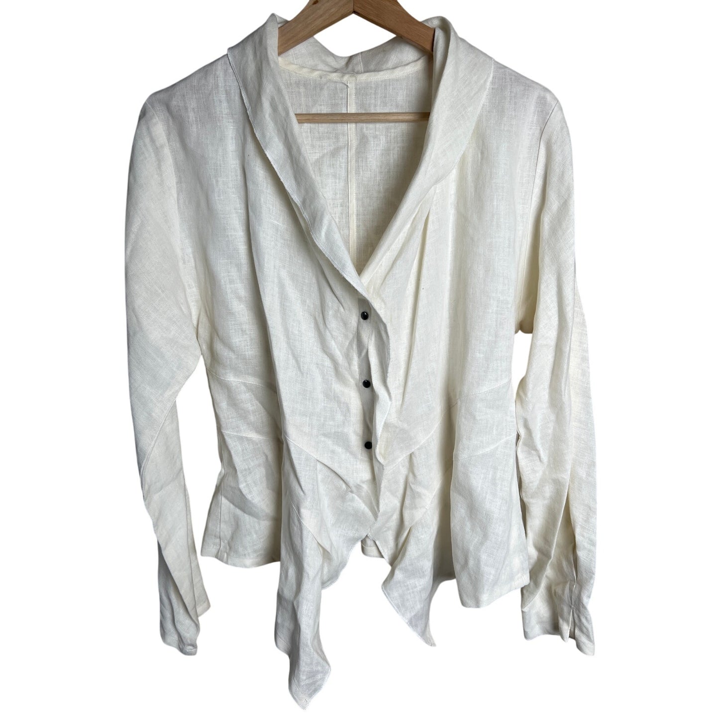 Babette White Ivory Cotton Cardigan Top Blouse Medium M