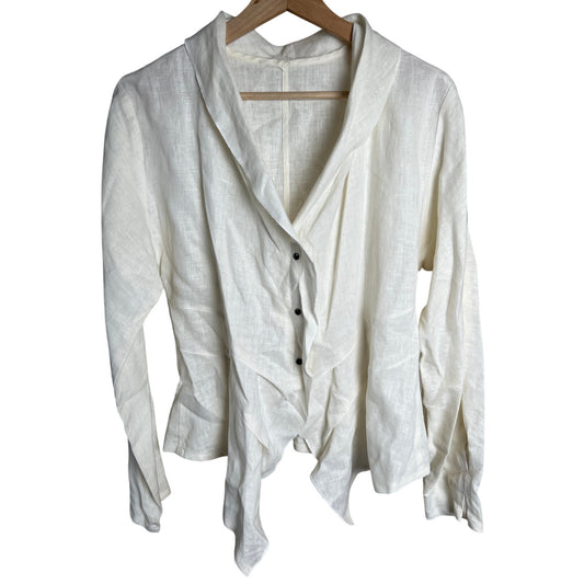 Babette White Ivory Cotton Cardigan Top Blouse Medium M