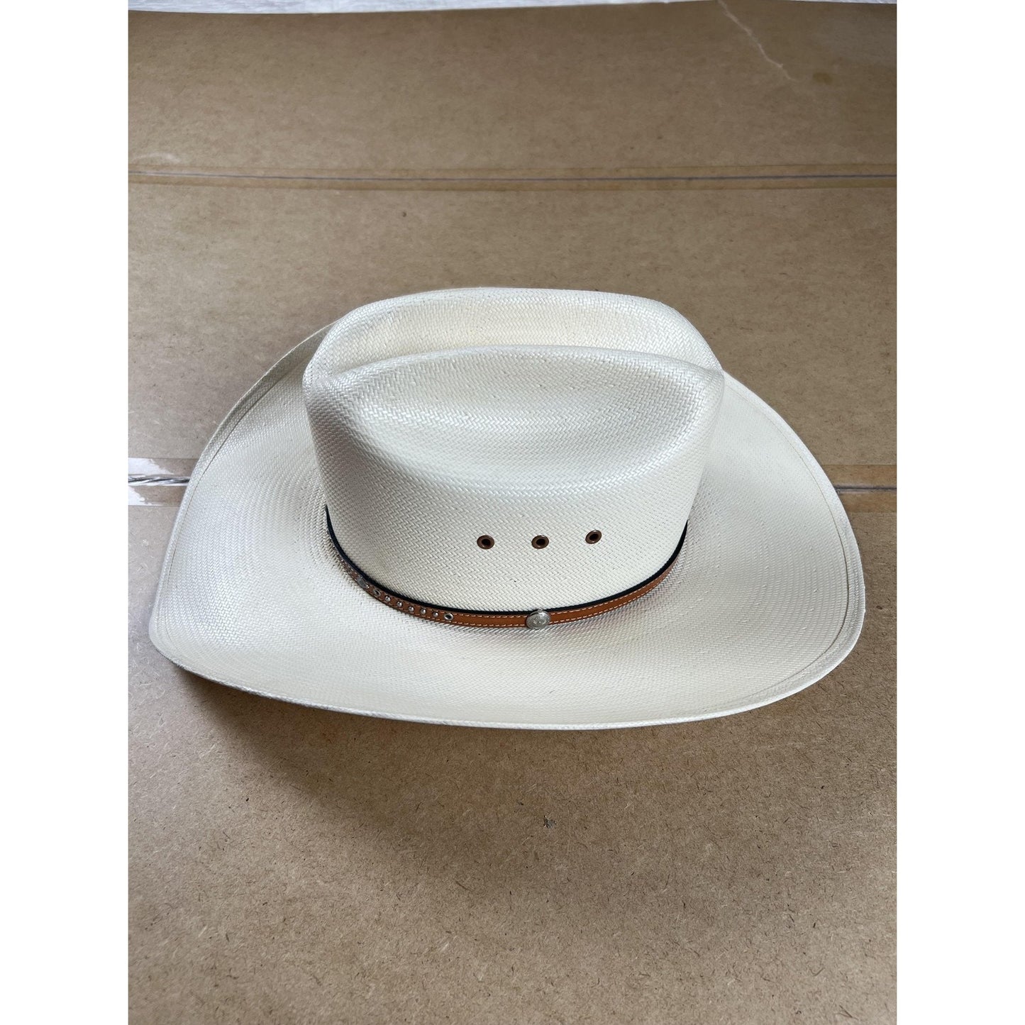 Resistol Western Straw Hat 7 56 Genuine Shantung Panama White 10X Cowboy
