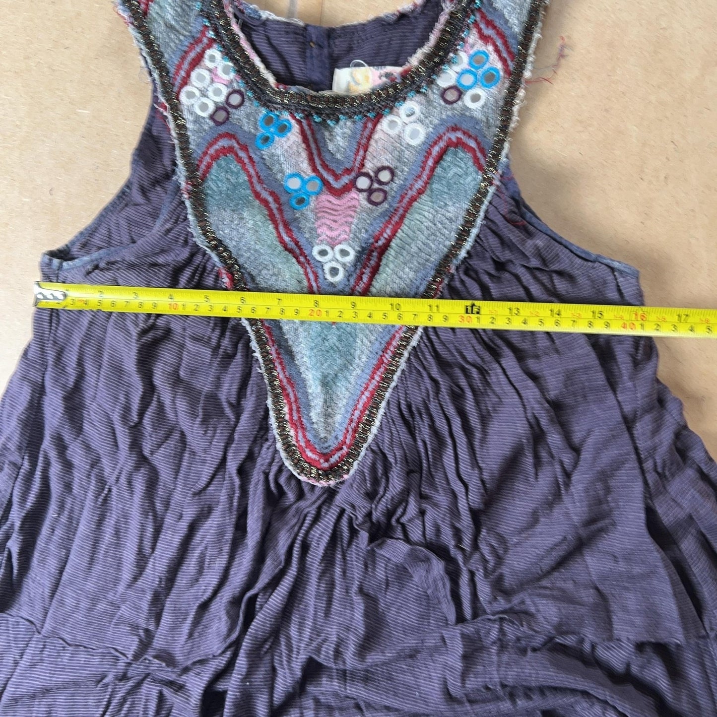 Free People Tank Womens S Purple Embellished Beaded Boho Jersey Summer
